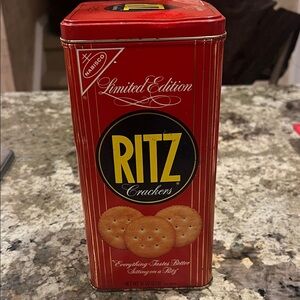 Ritz Crackers 1986 Limited Edition Red Metal Tin Vintage 1986 Nabisco Container